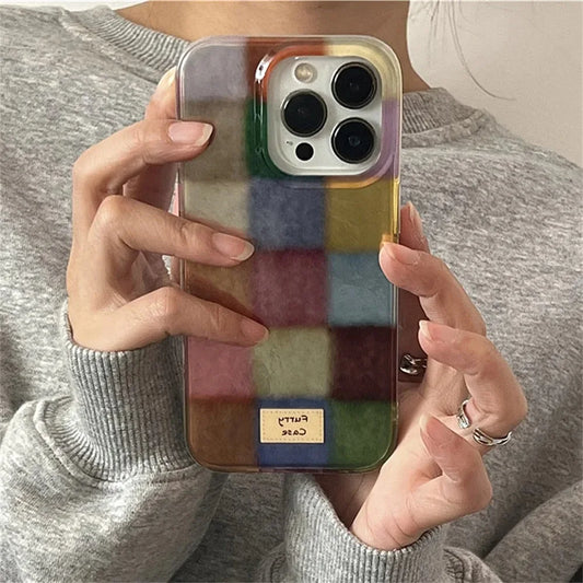 Coque Colorée Dopamine Carreaux – Style Fun & Transparent