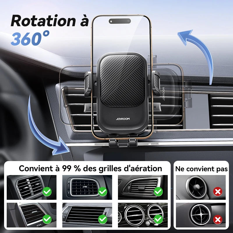 Support Téléphone Voiture – Fixation Grille d’Aération