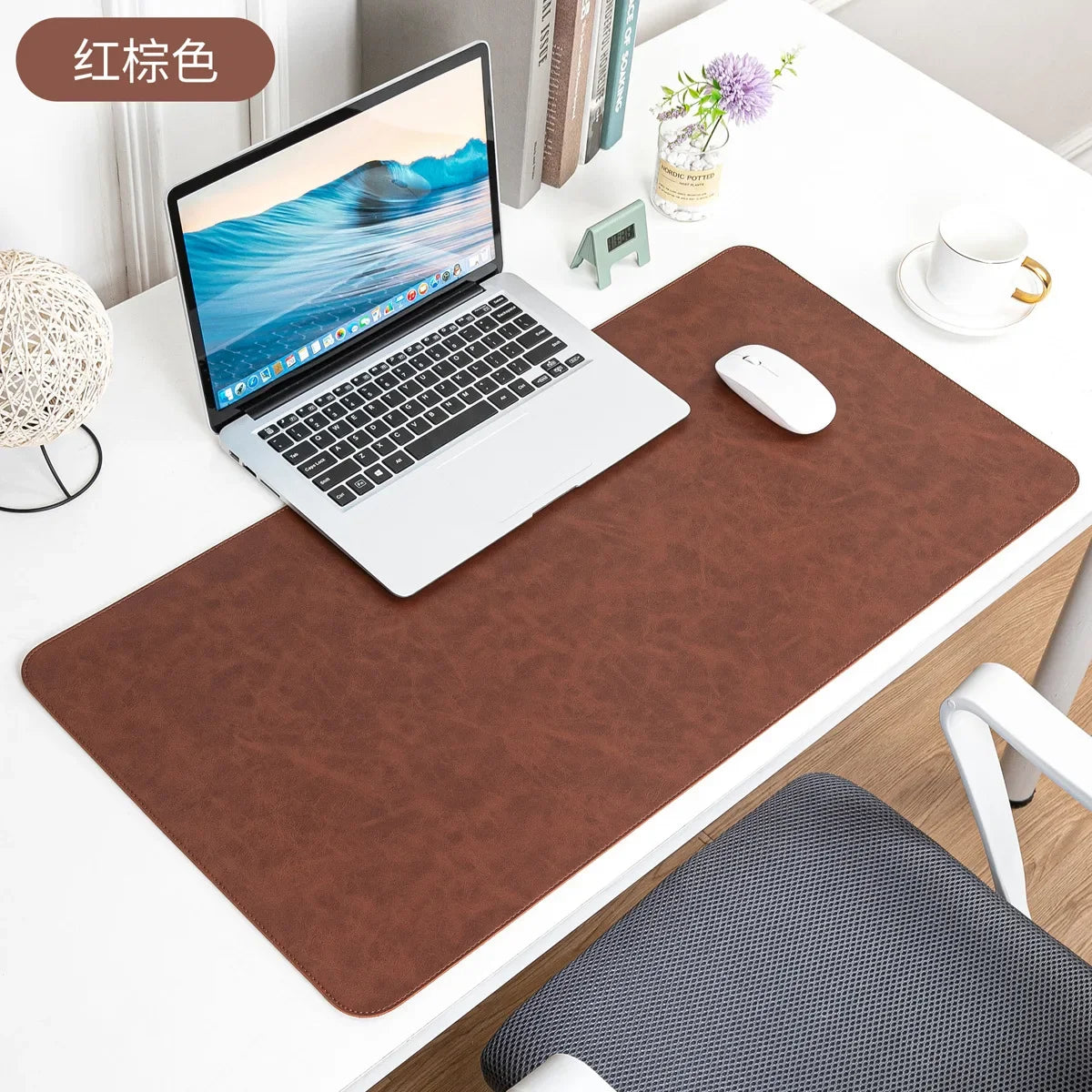 Tapis de Bureau en Cuir PU – Grande Surface Antidérapante