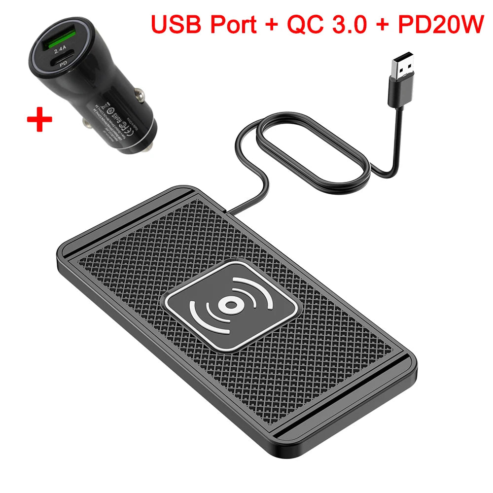 Chargeur Sans Fil Voiture 15W – Pad en Silicone Universel