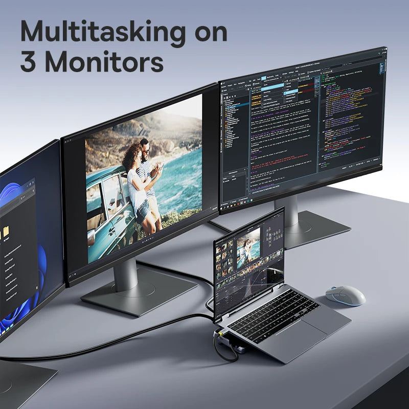 Baseus EliteJoy EH3 – Hub USB-C 12-en-1 avec Support pour Triple Écran 4K