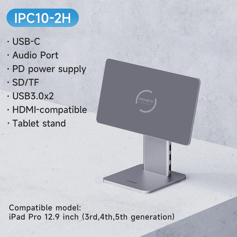 Hagibis Support Magnétique Pliable pour iPad + Hub USB-C Intégré