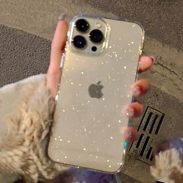 Coque Transparente Pailletée en Silicone Souple