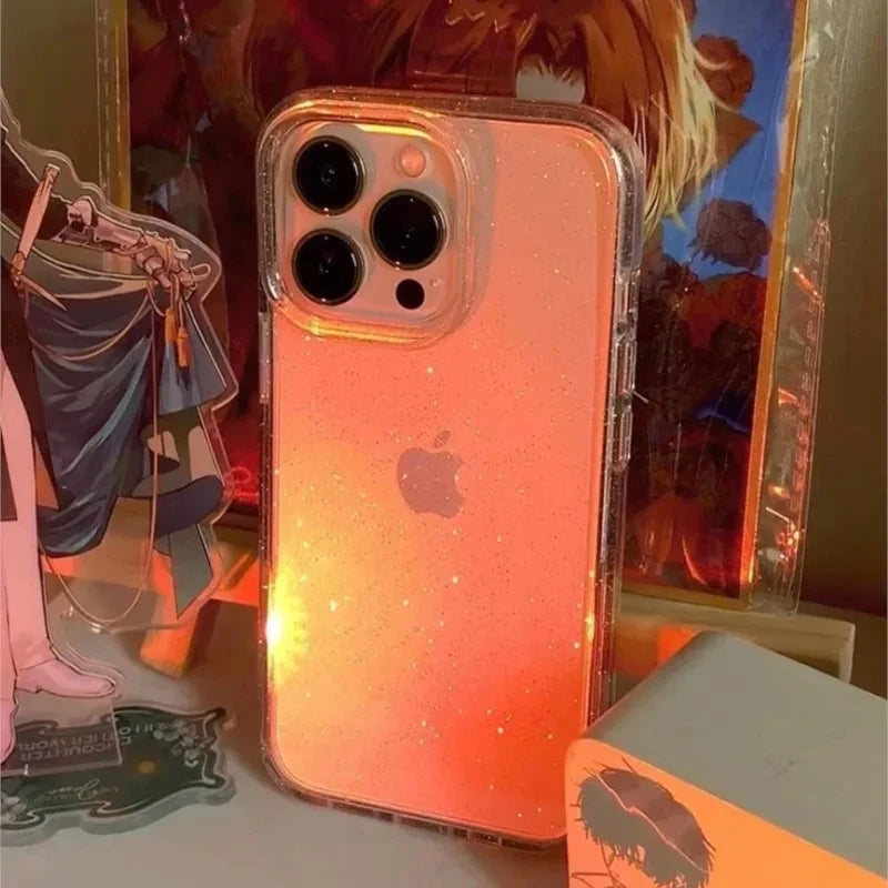 Coque Transparente Pailletée en Silicone Souple