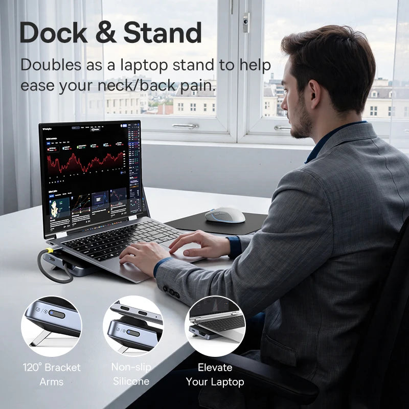 Baseus EliteJoy EH3 – Hub USB-C 12-en-1 avec Support pour Triple Écran 4K