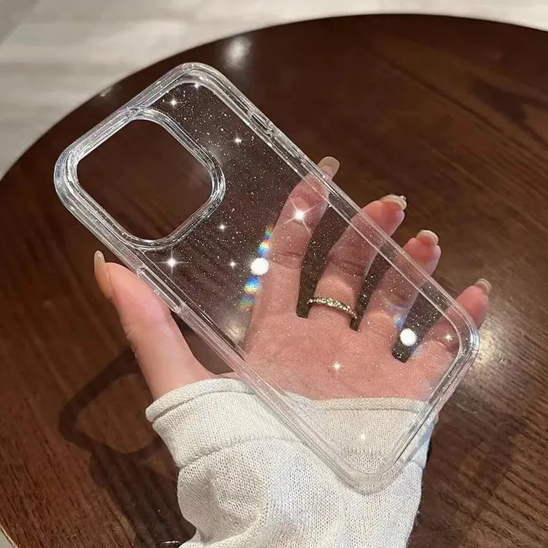 Coque Transparente Pailletée en Silicone Souple