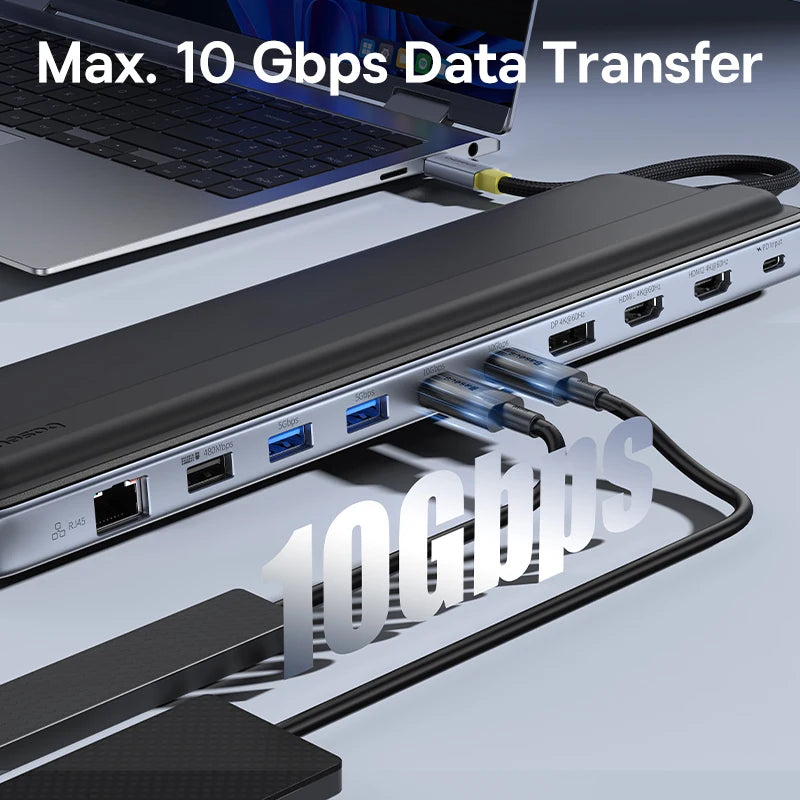 Baseus EliteJoy EH3 – Hub USB-C 12-en-1 avec Support pour Triple Écran 4K