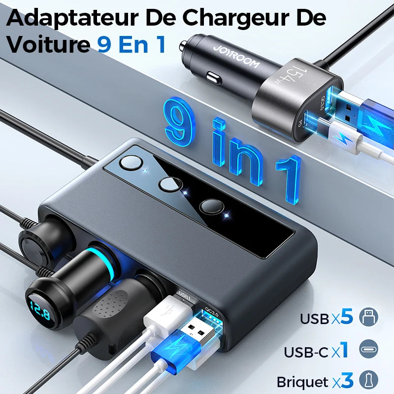Chargeur Allume-Cigare 9-en-1 – 154W Ultra-Puissant
