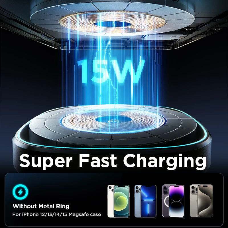 Support Téléphone Magnétique avec Charge Sans Fil 15W