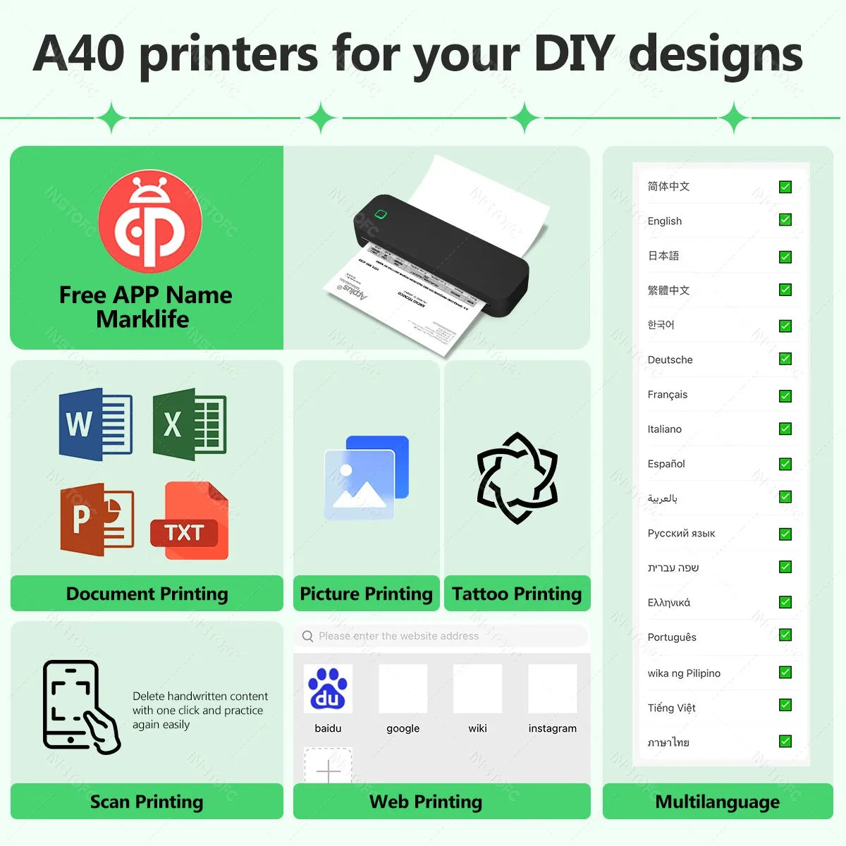 Imprimante Thermique Portable A4 INSTOFC